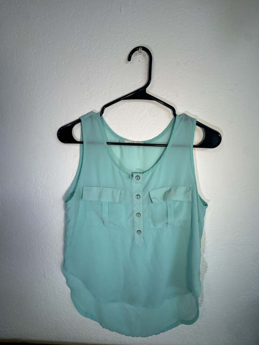 Active Sleeveless Pocket Chiffon Blouse Size S Mint